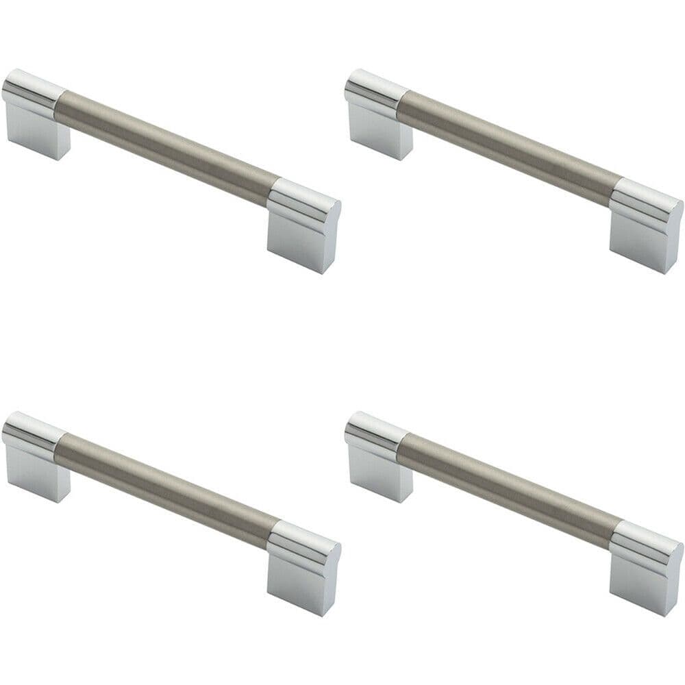4x Keyhole Bar Pull Handle 140 x 14mm 128mm Fixing Centres Satin Nickel & Chrome