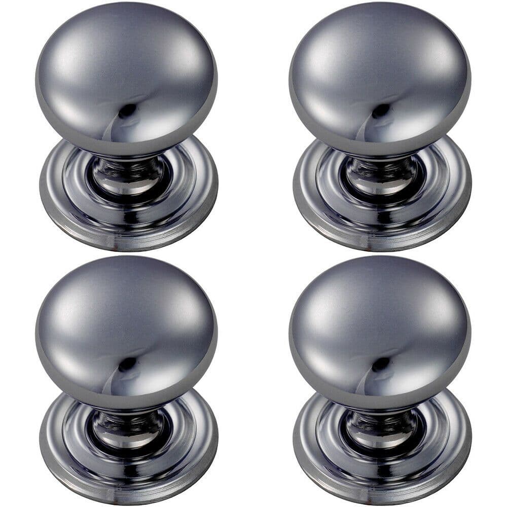 4x Round Victorian Cupboard Door Knob 38mm Dia Polished Chrome Cabinet Handle