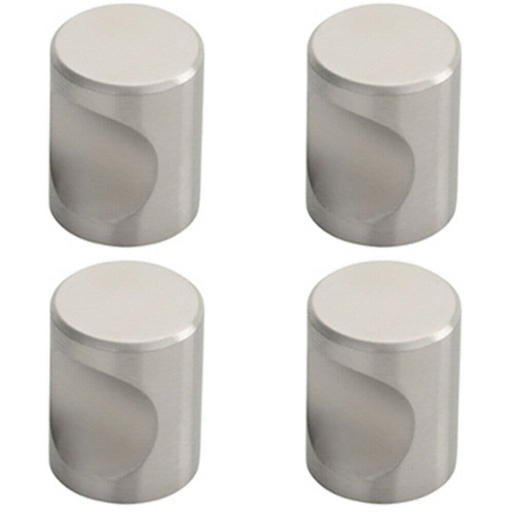 4x Cylindrical Cupboard Door Knob 16mm Diameter Stainless Steel Cabinet Handle