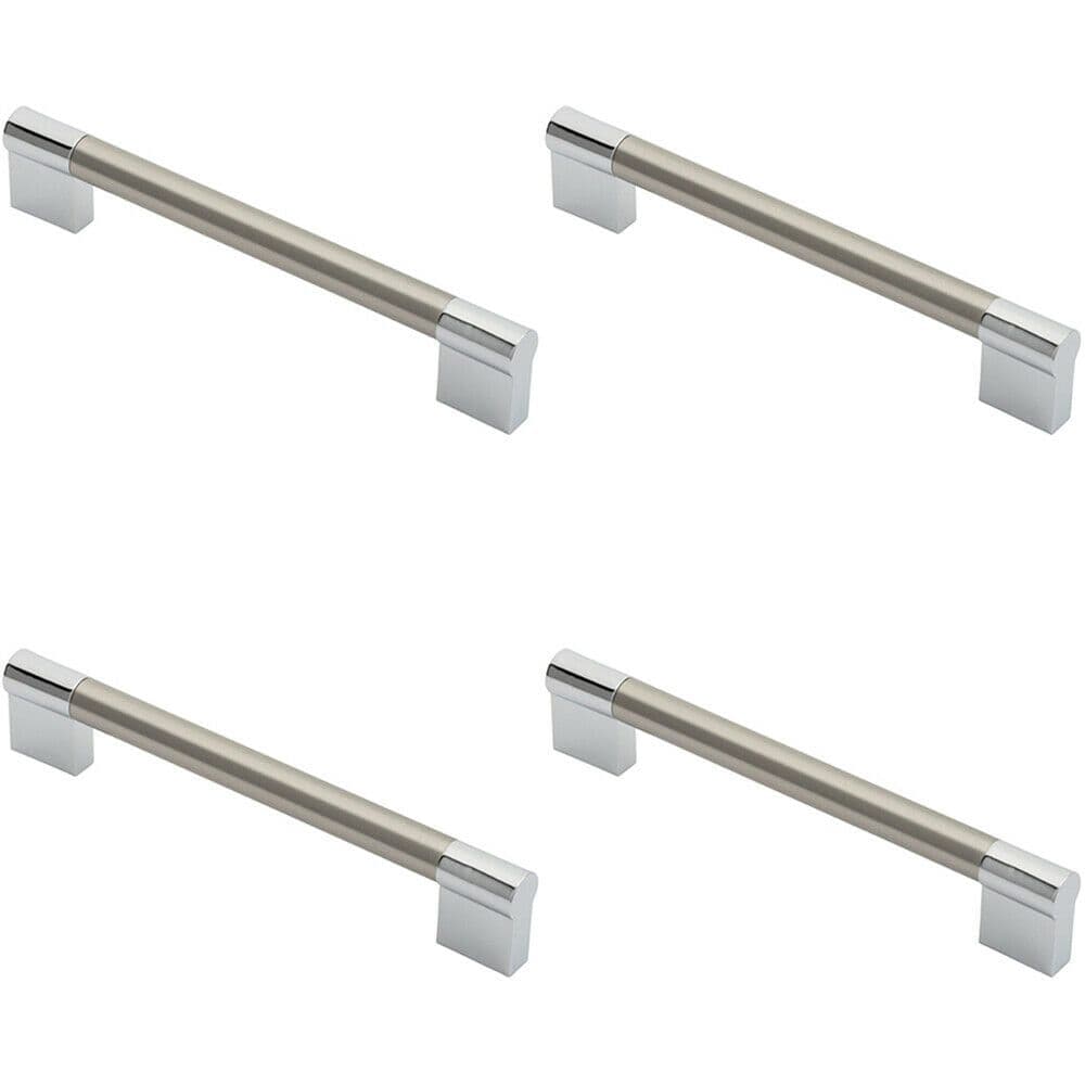 4x Keyhole Bar Pull Handle 172 x 14mm 160mm Fixing Centres Satin Nickel & Chrome