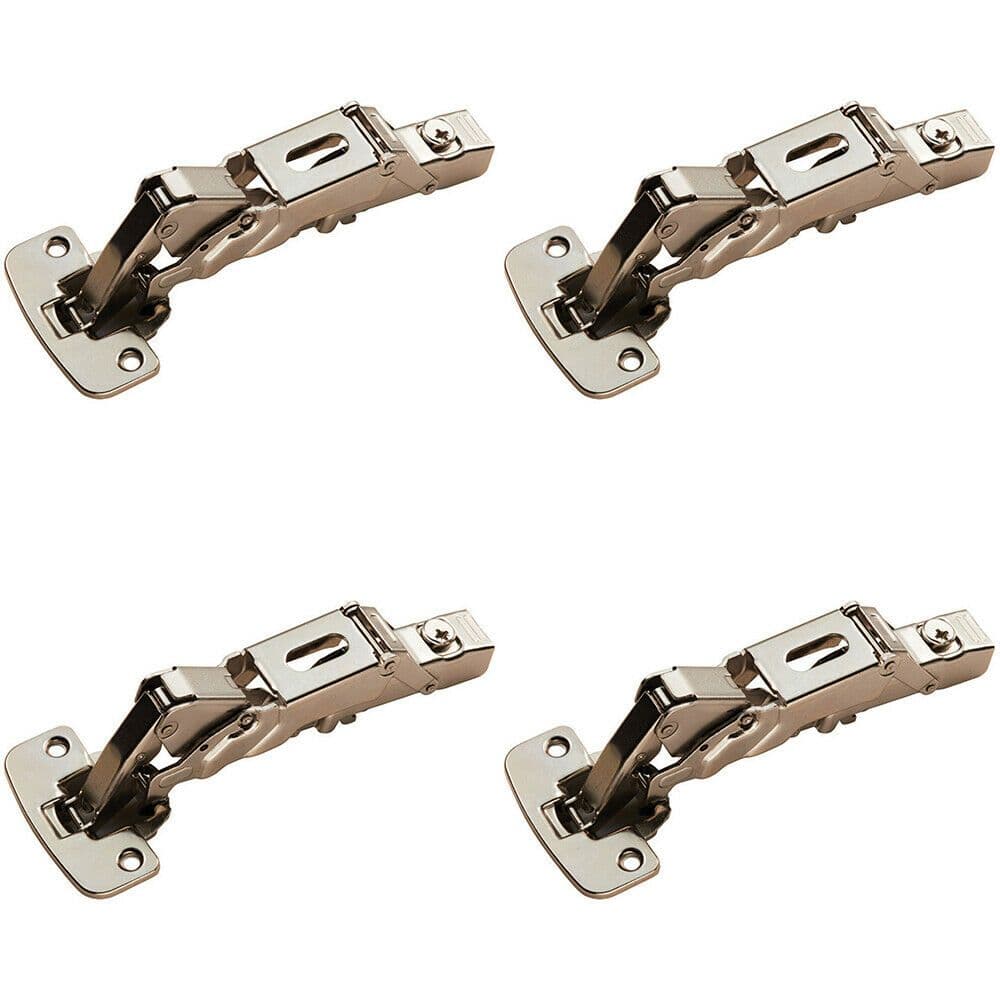 4x Soft Close Cupboard Hinges 170 Degree Opening Angle Bright Nickel Plate