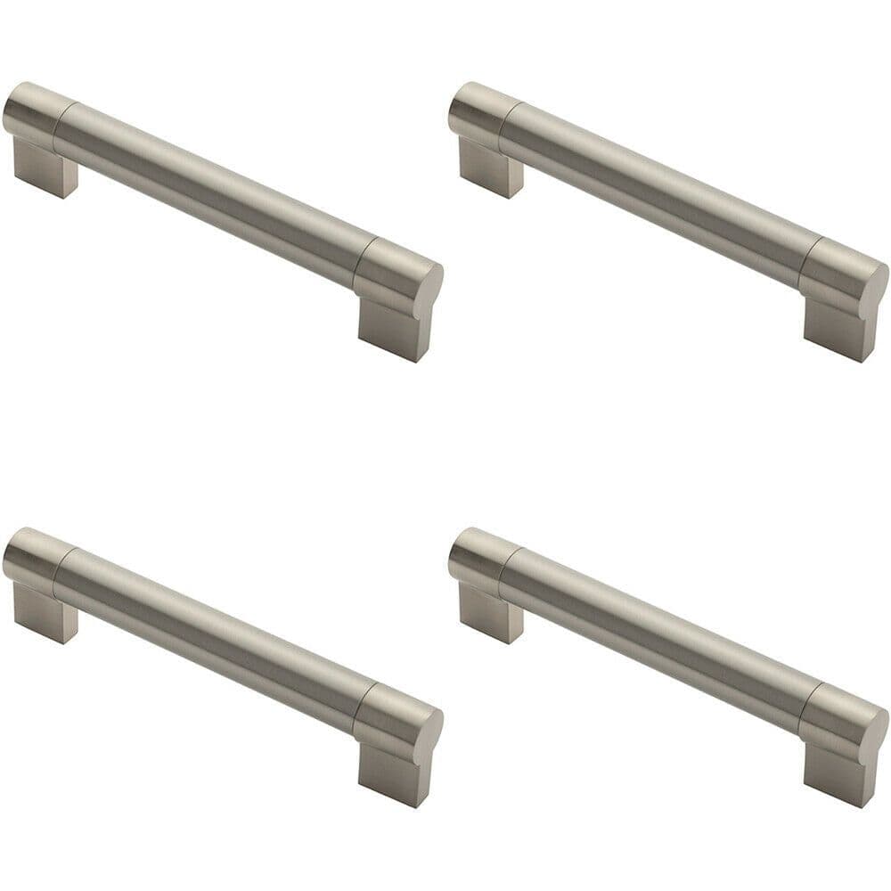 4x Keyhole Bar Pull Handle 185 x 22mm 160mm Fixing Centres Satin Nickel & Steel