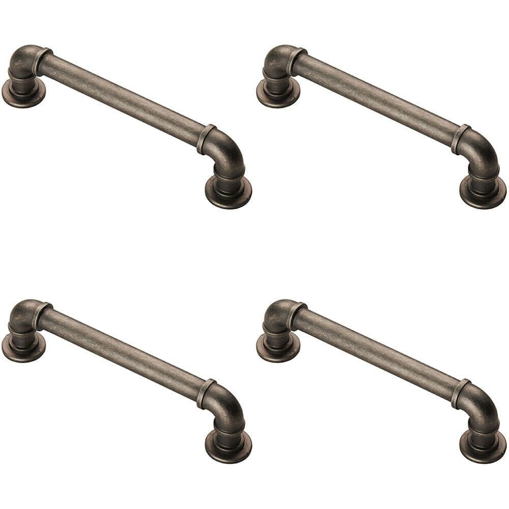 4x Pipe Design Cabinet Pull Handle 128mm Fixing Centres 12mm Dia Pewter