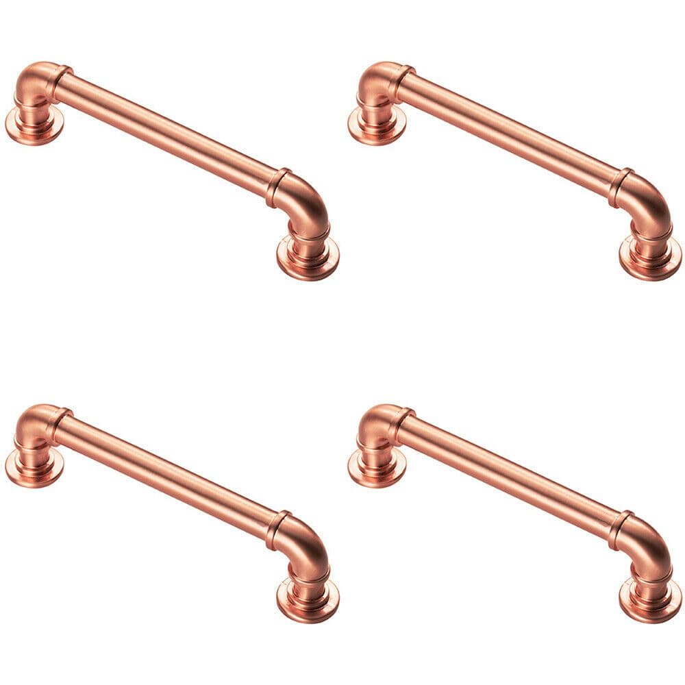 4x Pipe Design Cabinet Pull Handle 128mm Fixing Centres 12mm Dia Satin