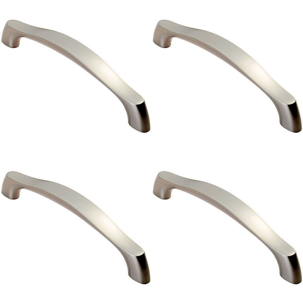 4x Chunky Arched Grip Pull Handle 156 x 15mm 128mm Fixing Centres Satin Nickel