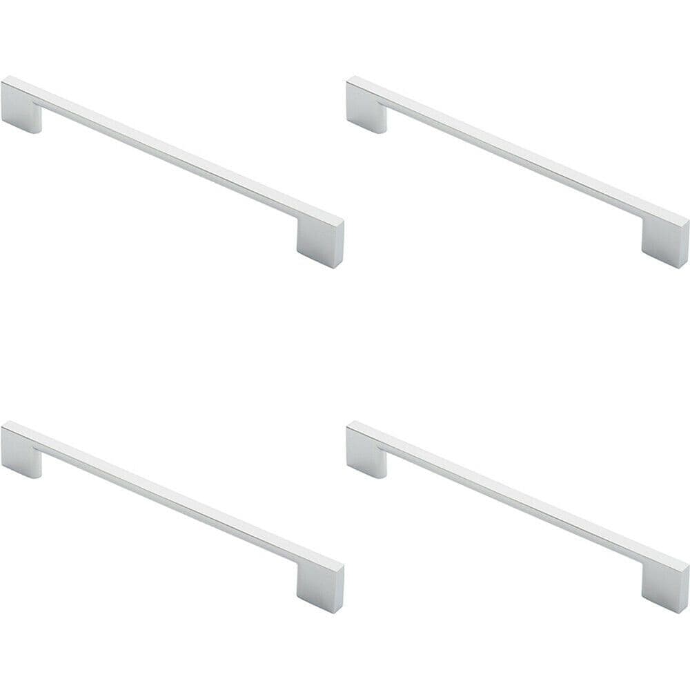 4x Slim D Shape Pull Handle 220 x 8.5mm 192mm Fixing Centres Polished Chrome