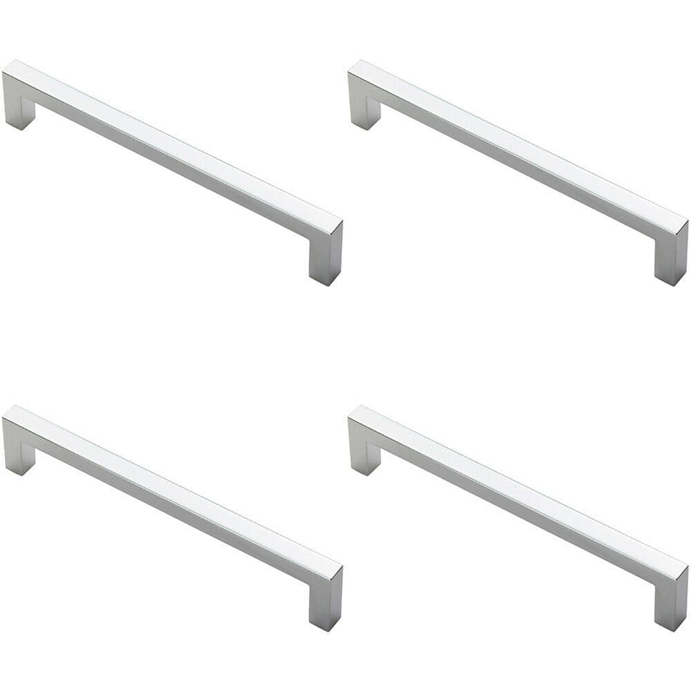 4x Square Block Pull Handle 170 x 10mm 160mm Fixing Centres Polished Chrome