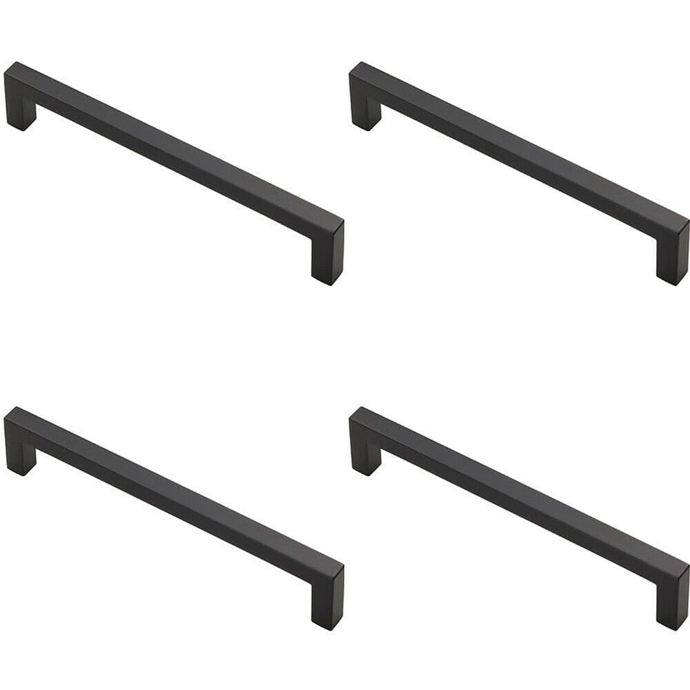 4x Square Block Pull Handle 170 x 10mm 160mm Fixing Centres Matt