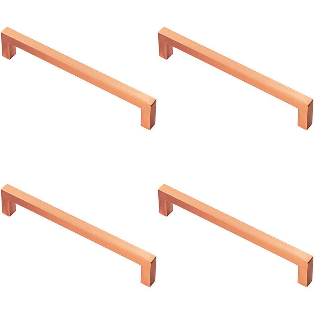 4x Square Block Pull Handle 170 x 10mm 160mm Fixing Centres Satin Copper
