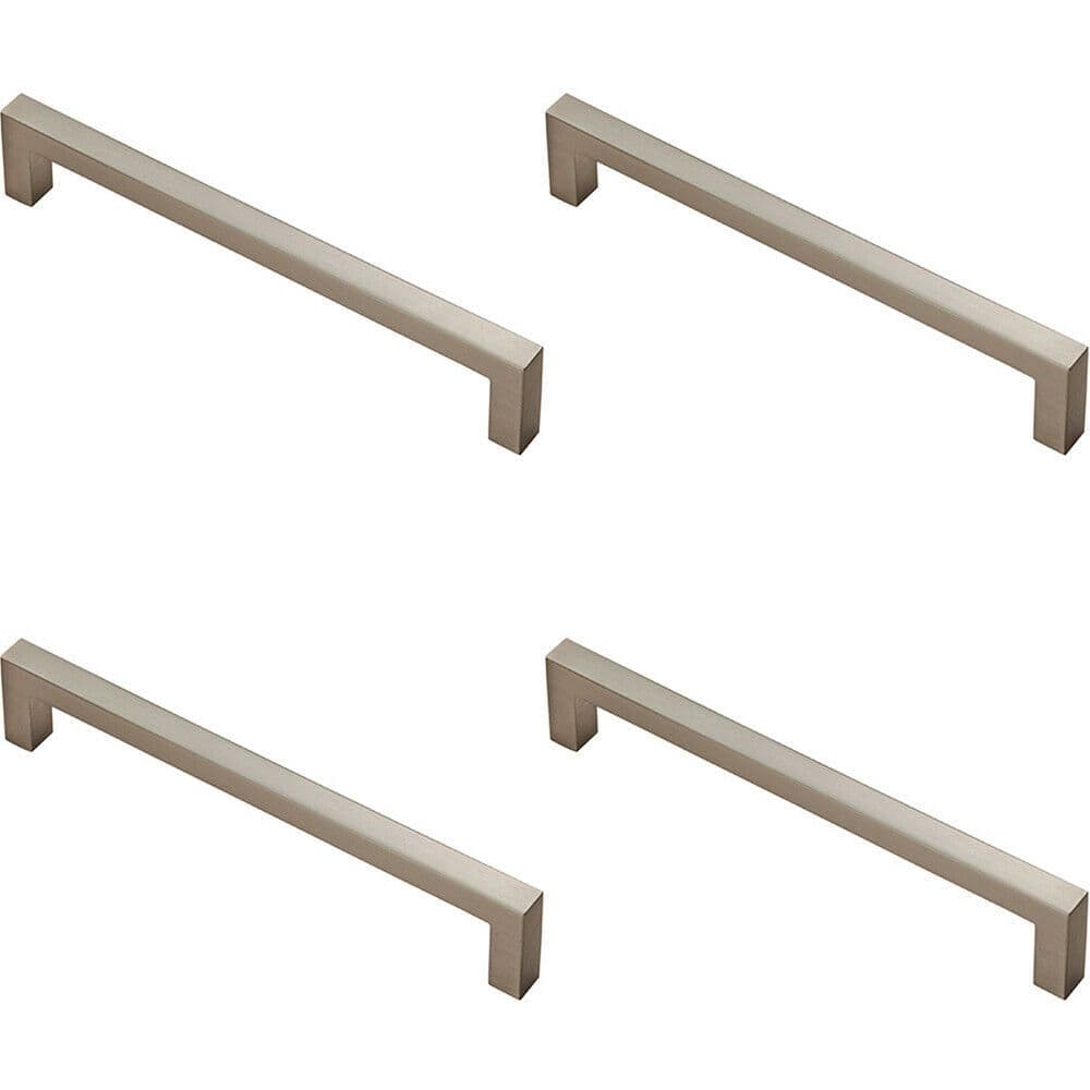 4x Square Block Pull Handle 170 x 10mm 160mm Fixing Centres Satin Nickel