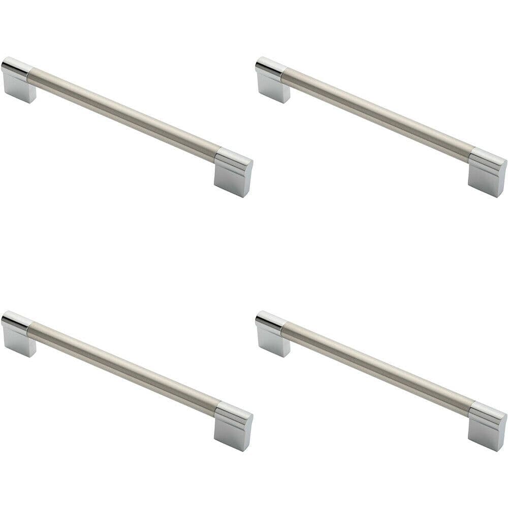 4x Keyhole Bar Pull Handle 204 x 14mm 192mm Fixing Centres Satin Nickel & Chrome