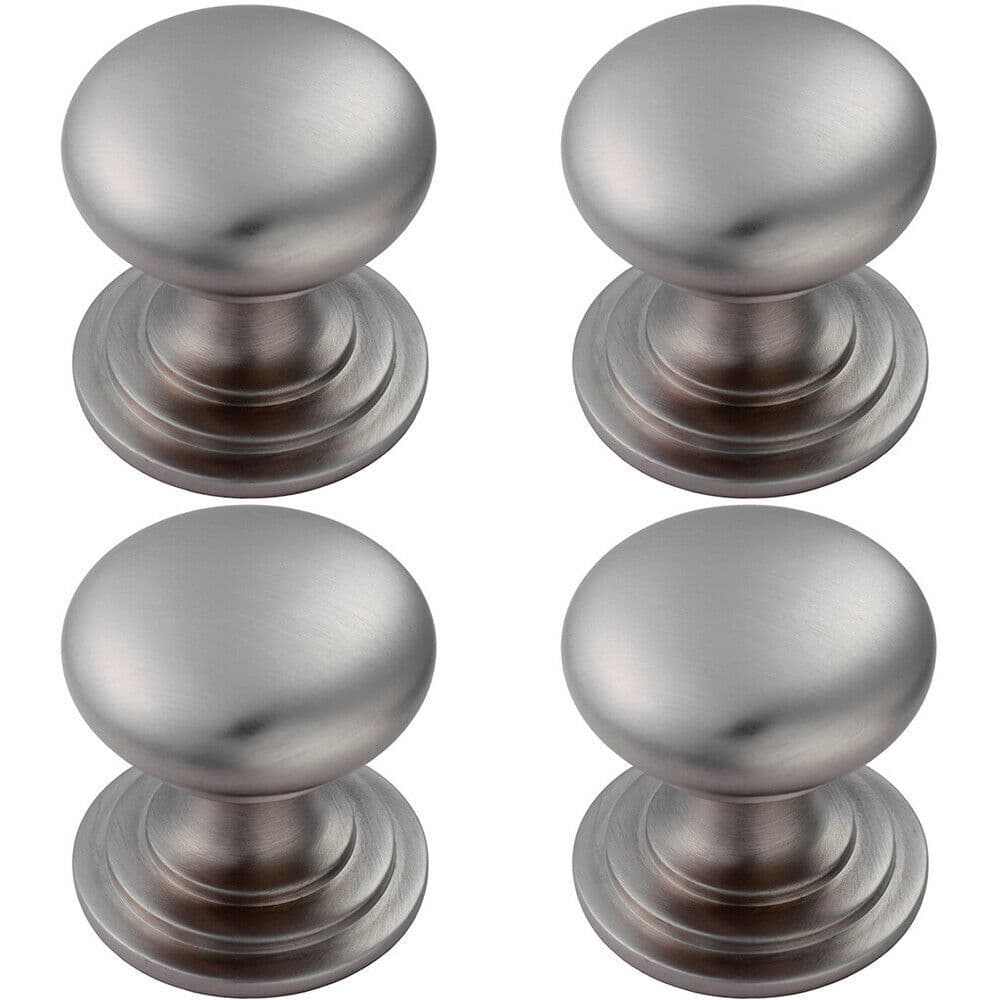 4x Victorian Round Cupboard Door Knob 32mm Dia Stainless Steel Cabinet Handle