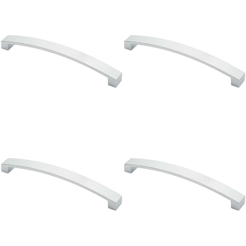 4x Flat Curved Bow Pull Handle 238 x 25mm 224mm Fixing Centres Polished Chrome