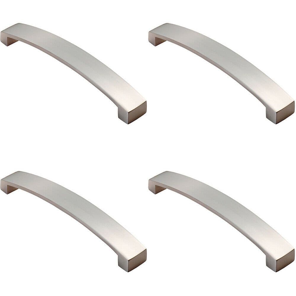 4x Flat Curved Bow Pull Handle 238 x 25mm 224mm Fixing Centres Satin Nickel