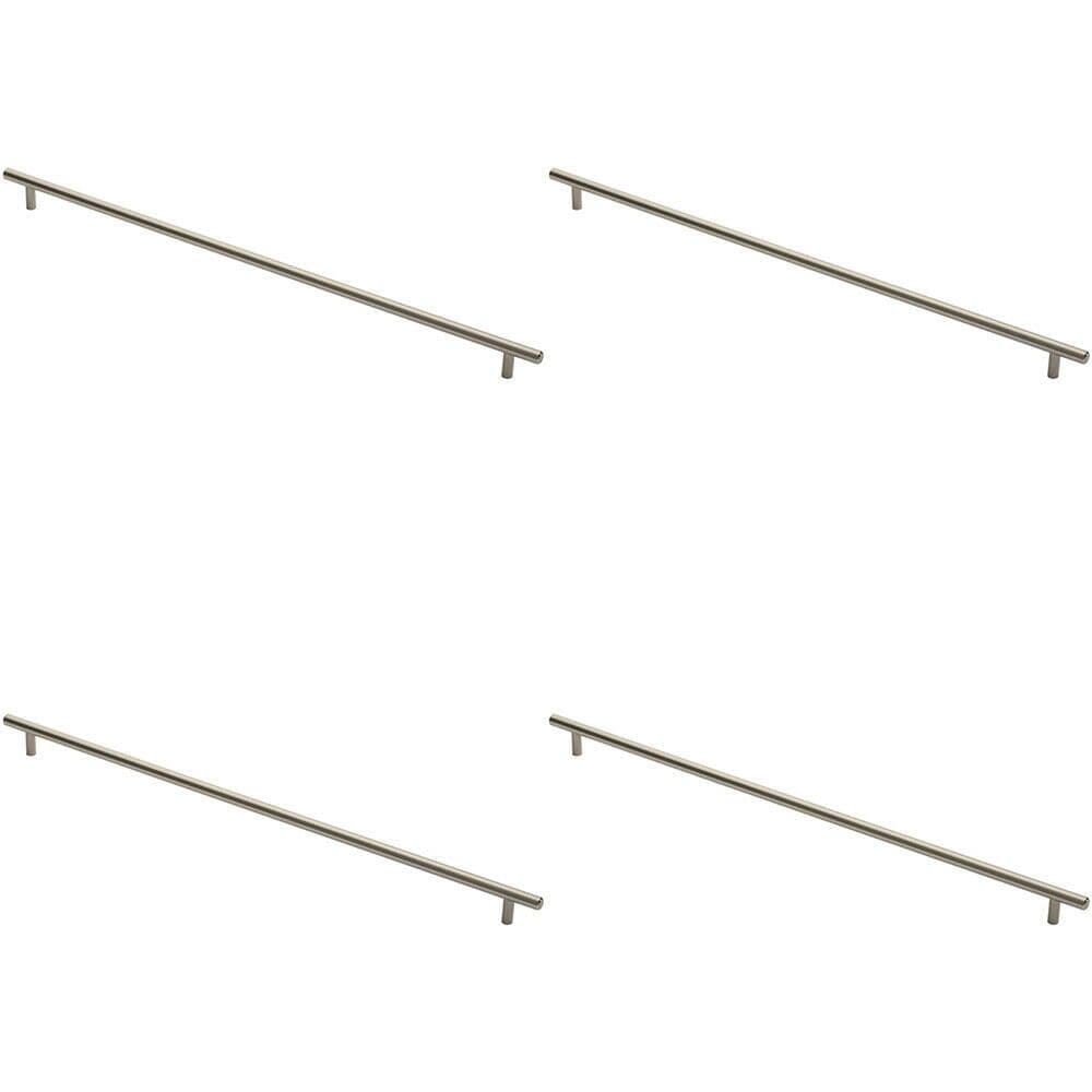 4x Round T Bar Cabinet Pull Handle 572 x 12mm 512mm Fixing Centres Satin Nickel
