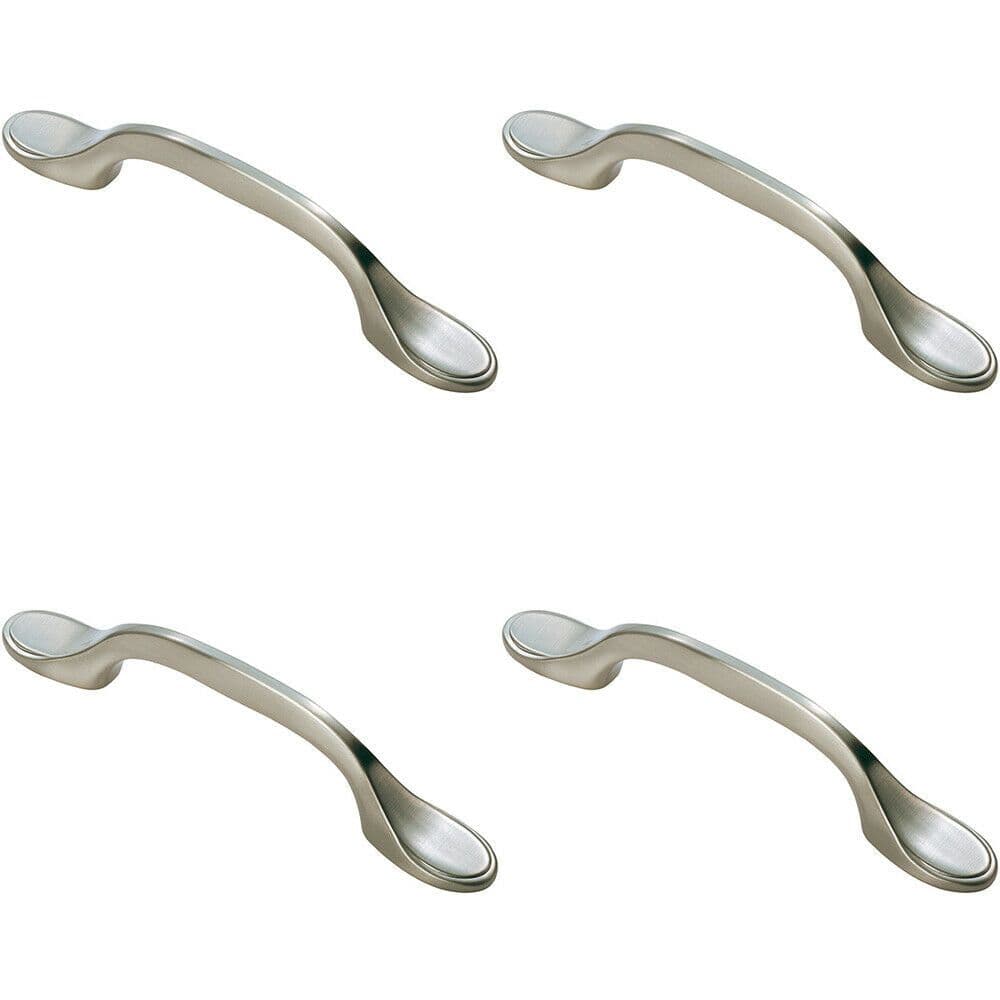 4x 128mm Shaker Style Cabinet Pull Handle 76mm Fixing Centres Satin Nickel