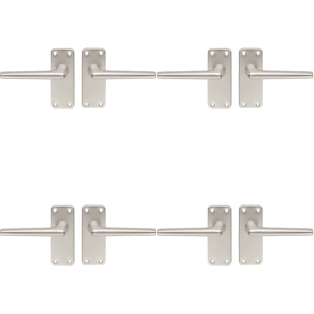 4x PAIR Straight Tapered Handle on Latch Backplate 102 x 41mm Satin Aluminium