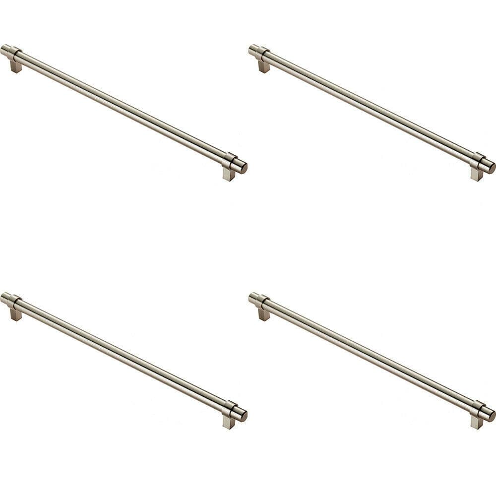 4x Round T Bar Cabinet Pull Handle 360 x 14mm 320mm Fixing Centres Satin Nickel