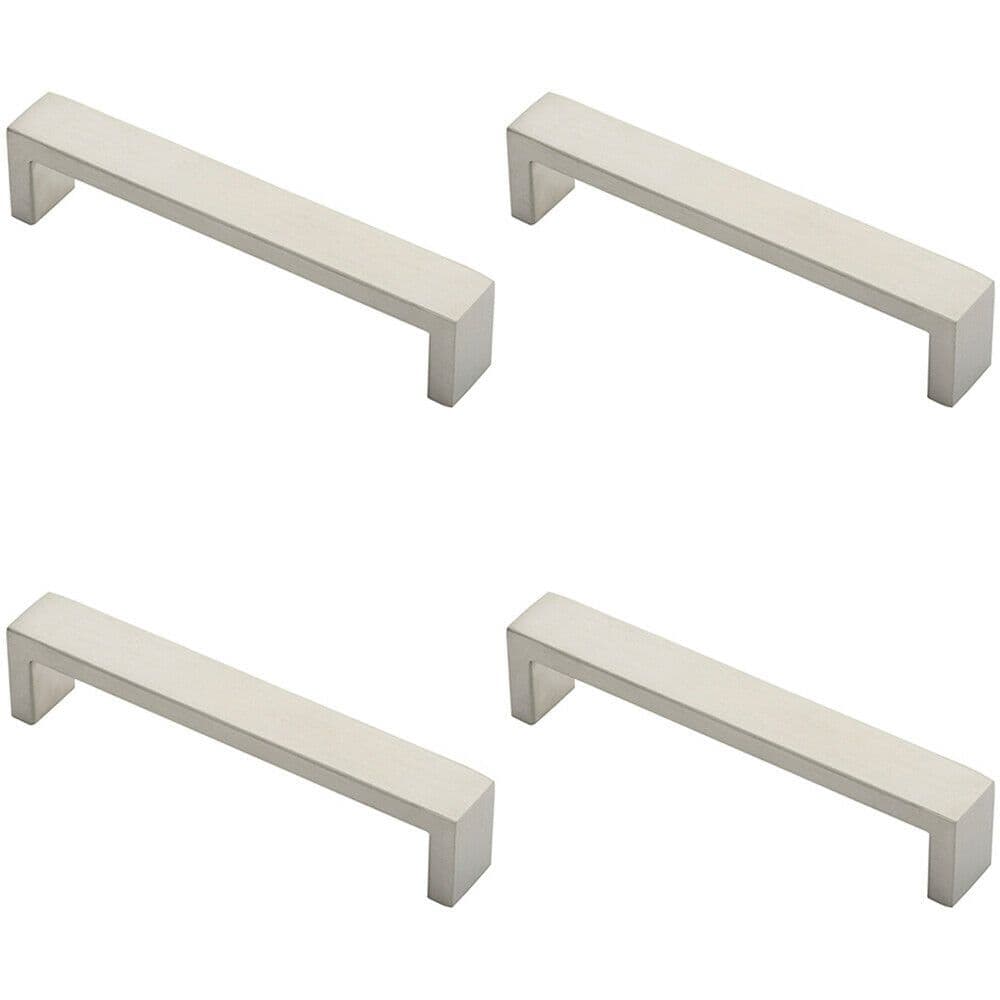 4x Rectangular D Bar Pull Handle 136 x 20mm 128mm Fixing Centres Stainless Steel