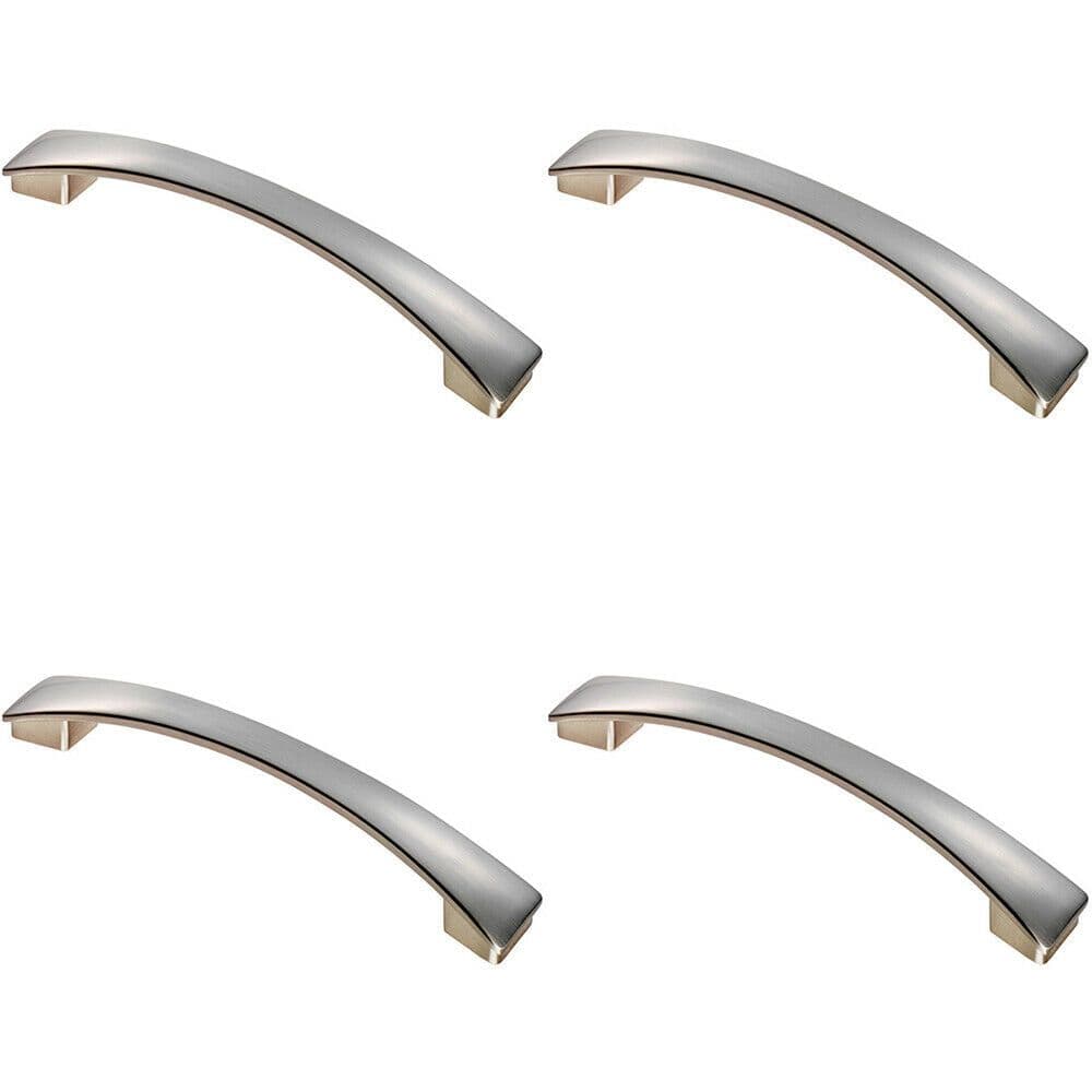 4x Curved Bow Pull Handle 183 x 26mm 160mm Fixing Centres Satin Nickel