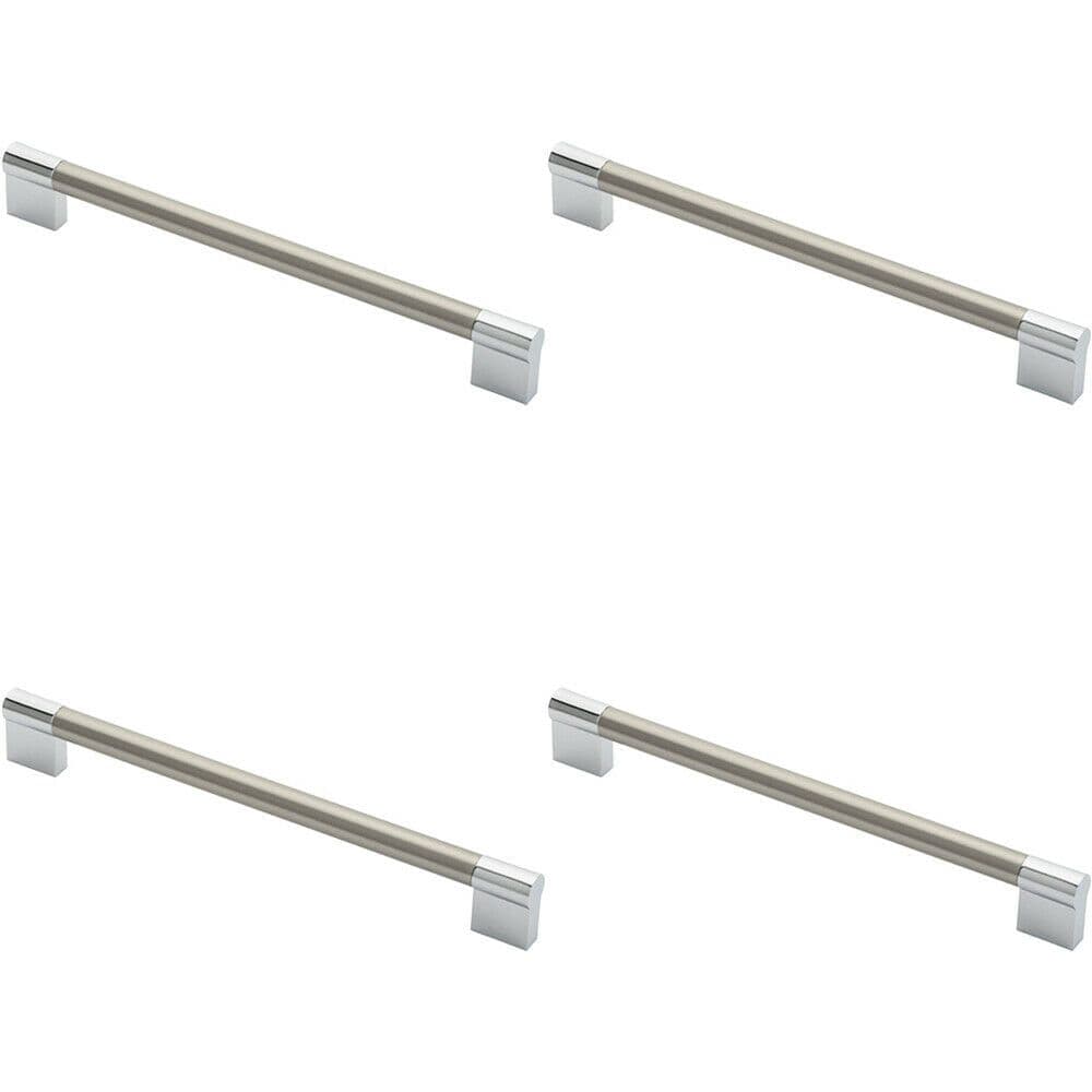 4x Keyhole Bar Pull Handle 236 x 14mm 224mm Fixing Centres Satin Nickel & Chrome