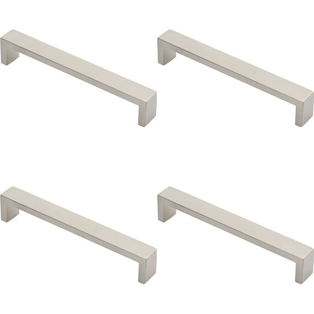 4x Rectangular D Bar Pull Handle 168 x 20mm 160mm Fixing Centres Stainless Steel