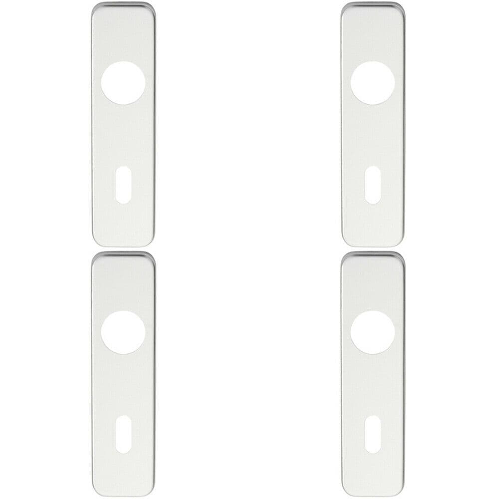 4x PAIR Door Handle Lock Backplate for Safety Levers 154 x 40mm Satin Aluminium