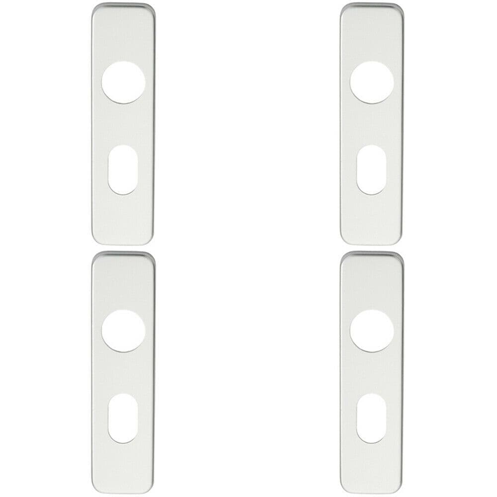 4x PAIR Door Handle Oval Backplate Safety Levers 154 x 40mm Satin Aluminium