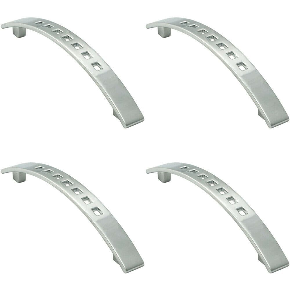 4x Curved Bow Cabinet Pull Handle 162 x 16mm 128mm Fixing Centres Chrome