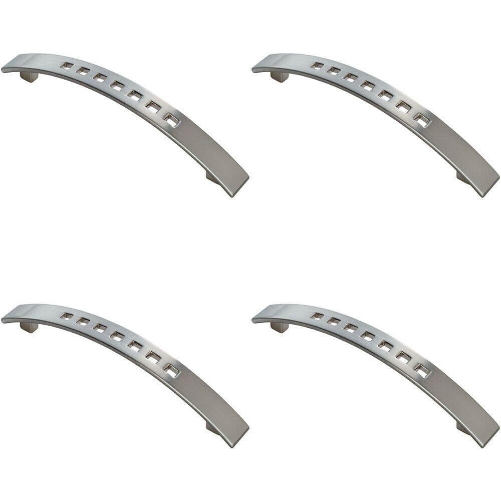 4x Curved Bow Cabinet Pull Handle 162 x 16mm 128mm Fixing Centres Satin Nickel