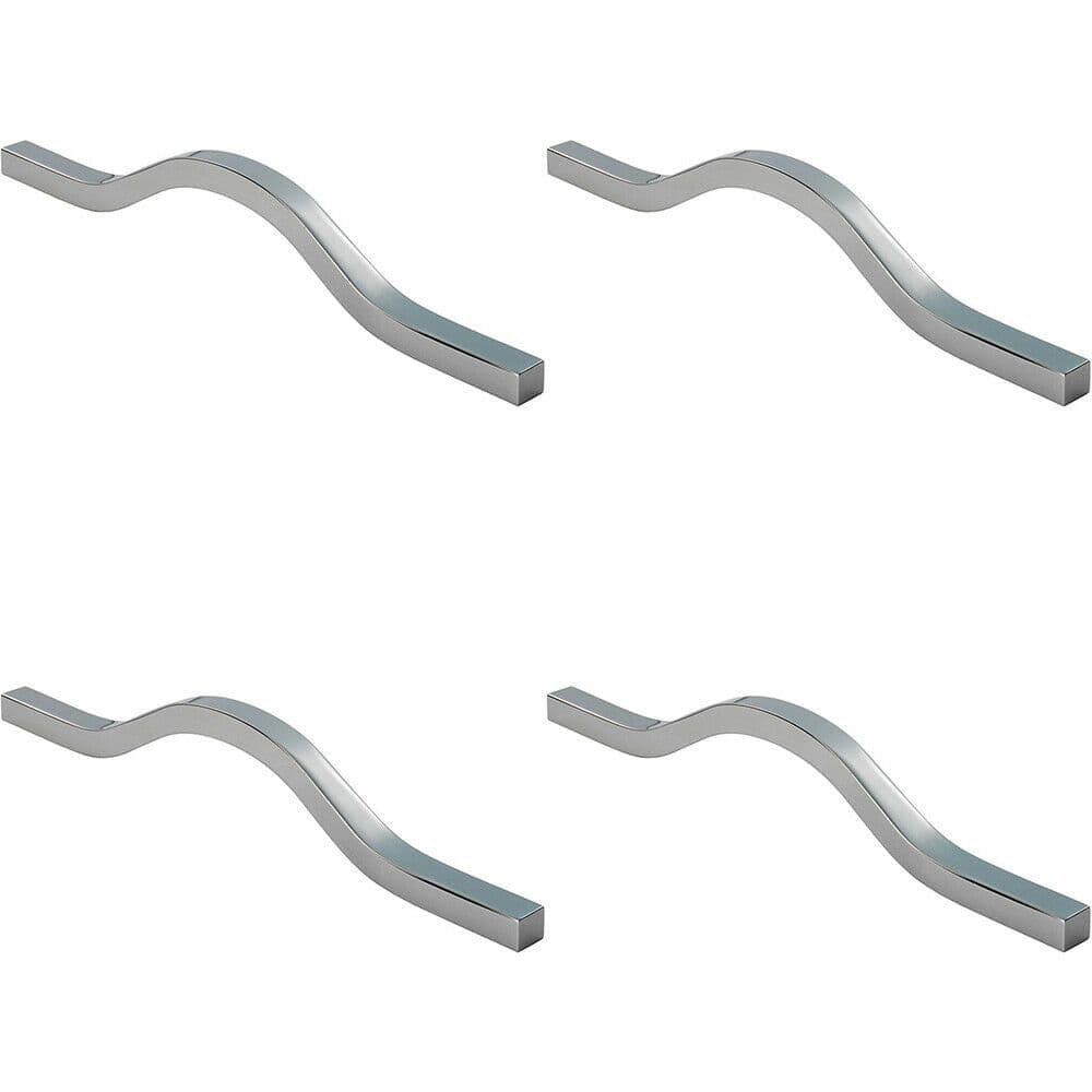 4x Curved Square Bar Pull Handle 240 x 12mm 160mm Fixing Centres Chrome