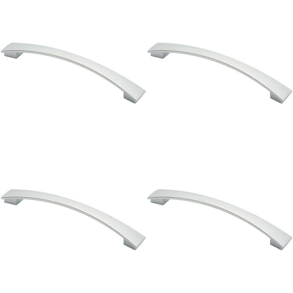 4x Curved Bow Pull Handle 218.5 x 26mm 192mm Fixing Centres Polished Chrome