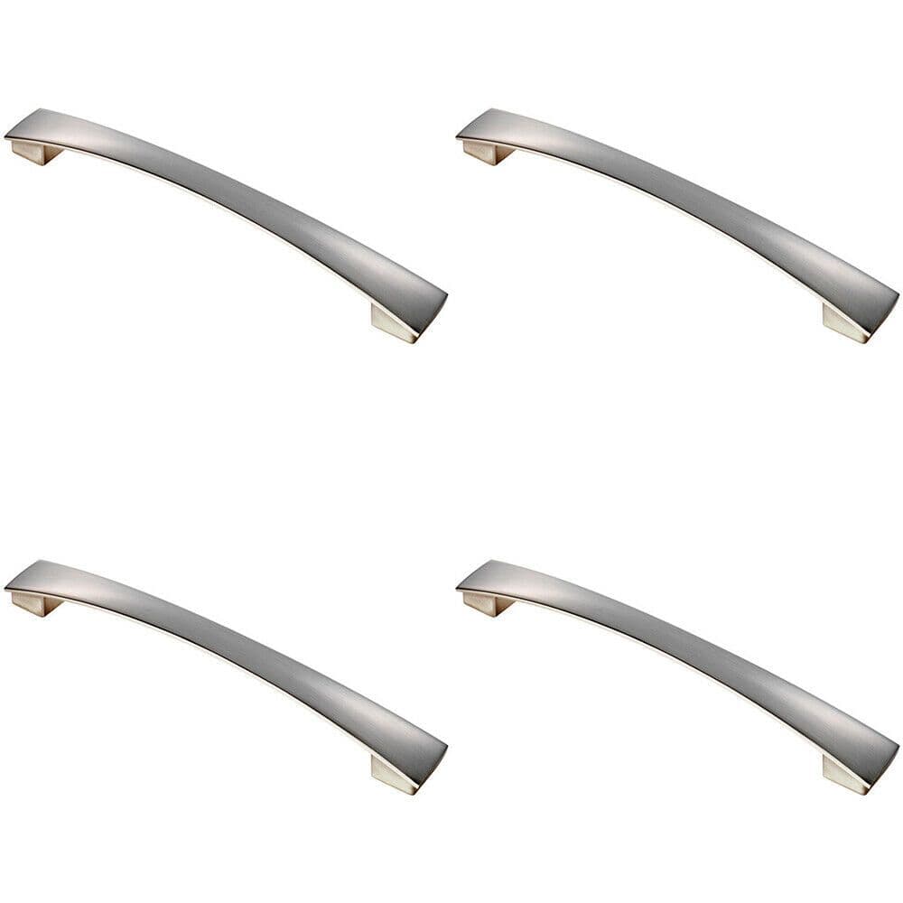 4x Curved Bow Pull Handle 218.5 x 26mm 192mm Fixing Centres Satin Nickel