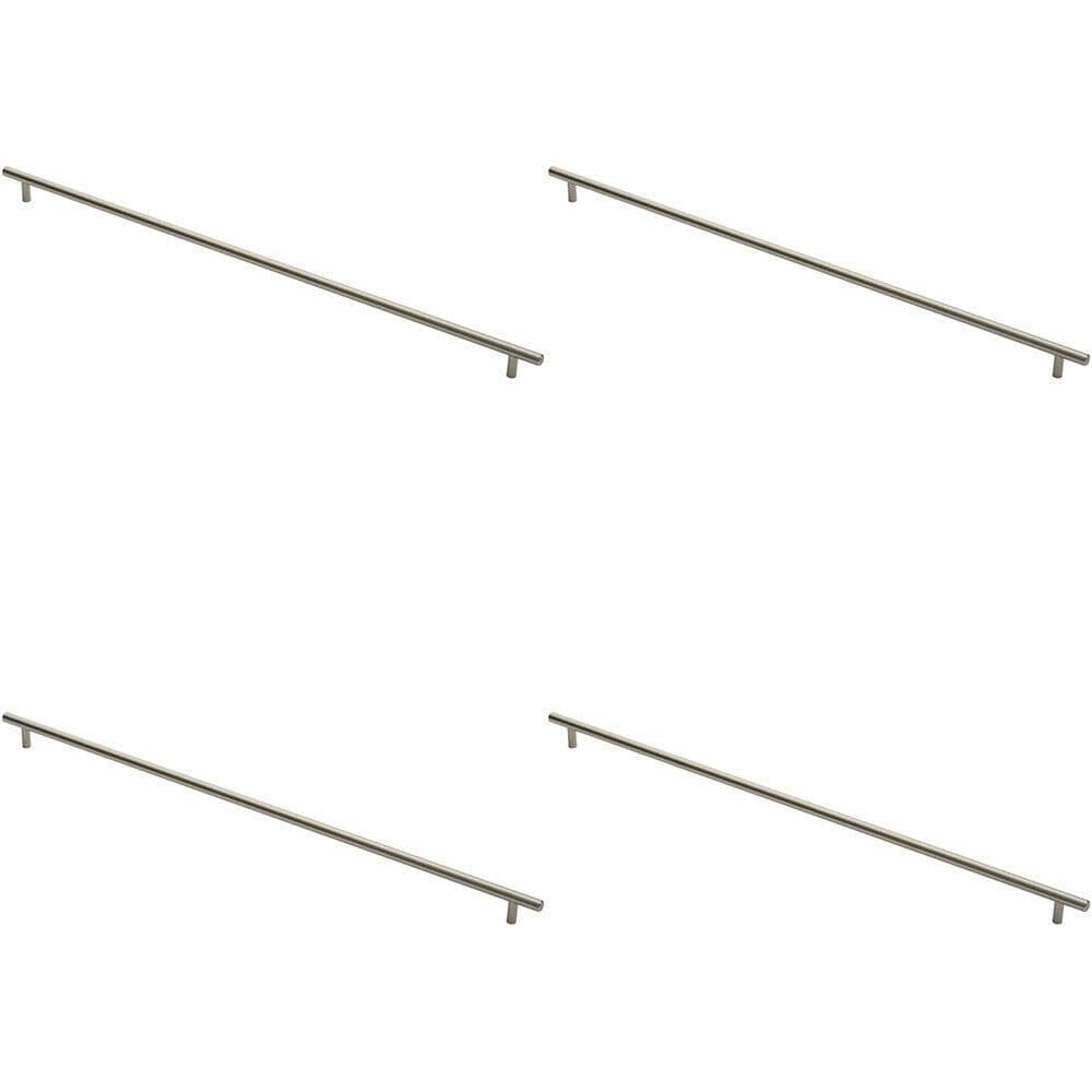 4x Round T Bar Cabinet Pull Handle 668 x 12mm 608mm Fixing Centres Satin Nickel