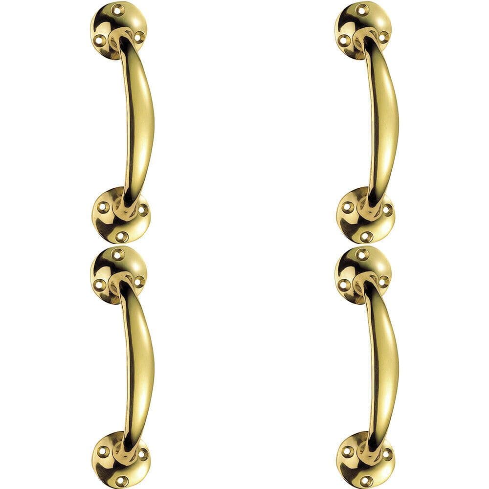 4x Victorian Bow Shaped Pull Handle 152mm Length 32mm Proj Polished Brass