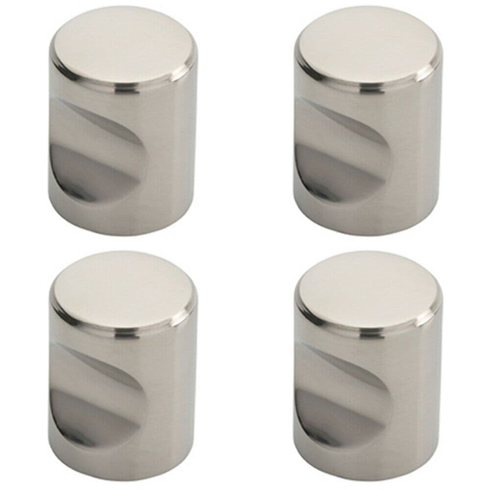 4x Cylindrical Cupboard Door Knob 20mm Diameter Polished Stainless Steel Handle