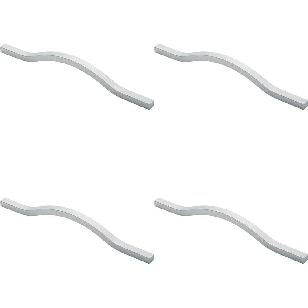 4x Curved Square Bar Pull Handle 273 x 12mm 192mm Fixing Centres Chrome