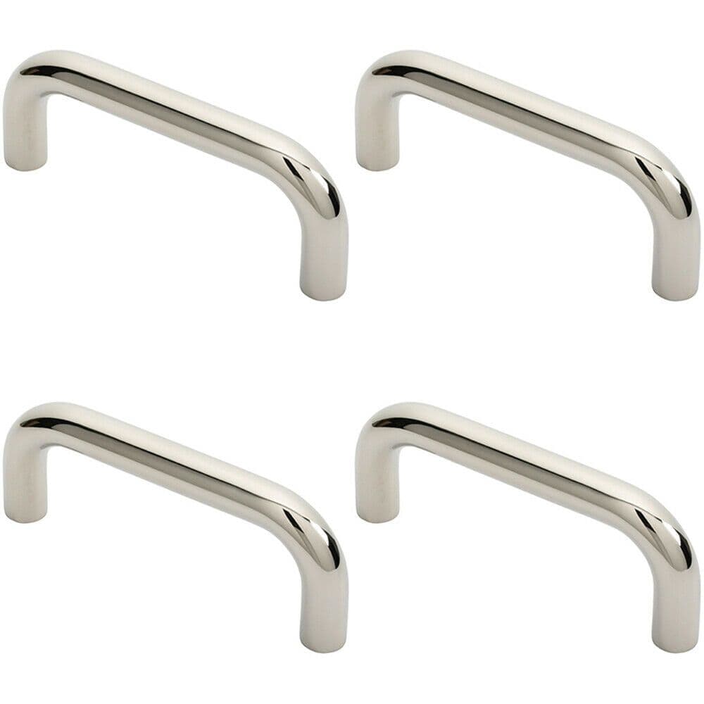 4x Round D Bar Pull Handle 169 x 19mm 150mm Fixing Centres Bright Steel