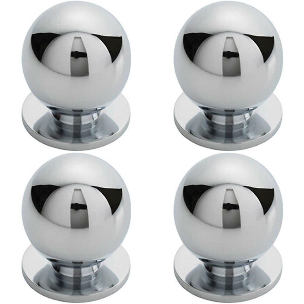 4x Solid Ball Cupboard Door Knob 30mm Diameter Polished Chrome Cabinet Handle