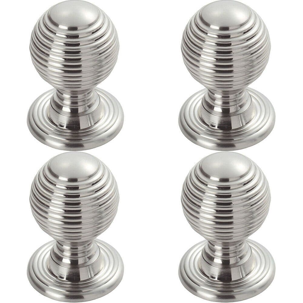 4x Textured Reeded Ball Cupboard Door Knob 23mm Dia Polished Chrome Handle