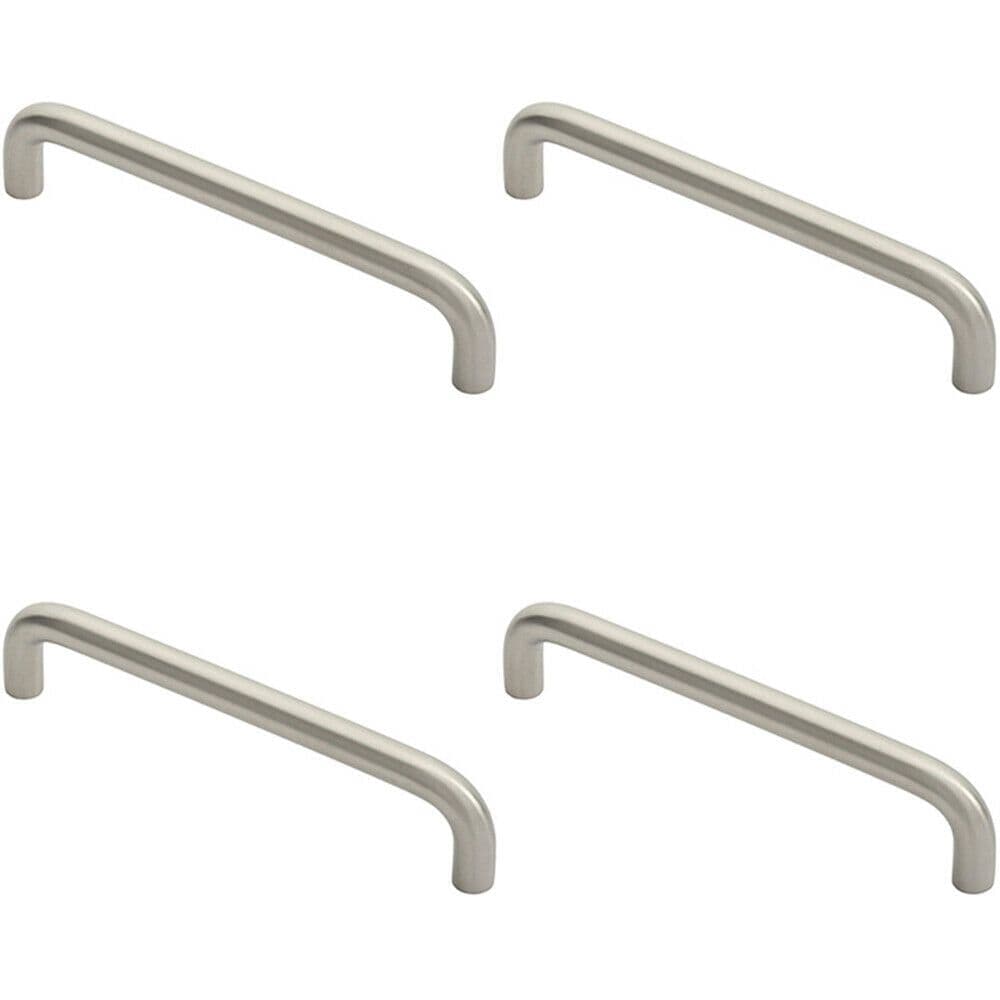 4x D Shape Cabinet Pull Handle 138 x 10mm 128mm Fixing Centres Satin Steel