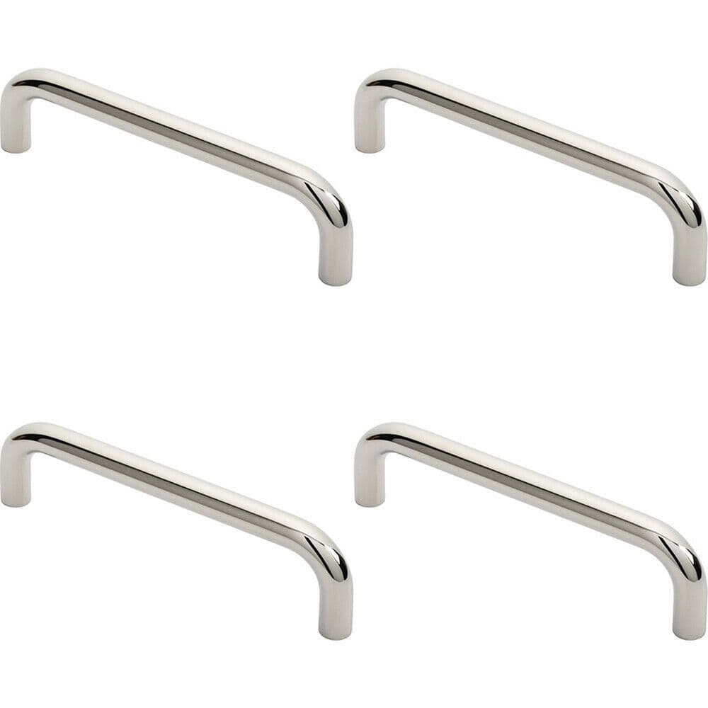 4x Round D Bar Pull Handle 244 x 19mm 225mm Fixing Centres Bright Steel
