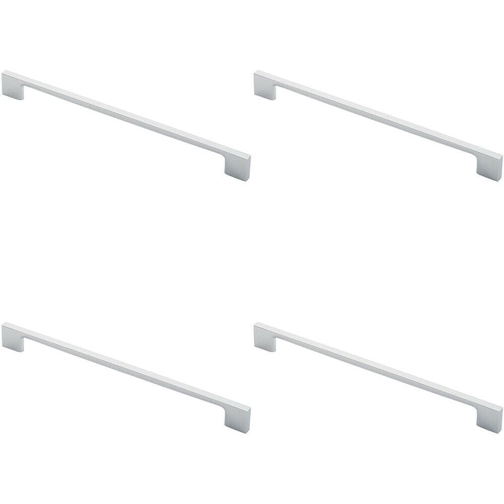 4x Slim D Shape Pull Handle 290 x 9mm 256mm Fixing Centres Polished Chrome