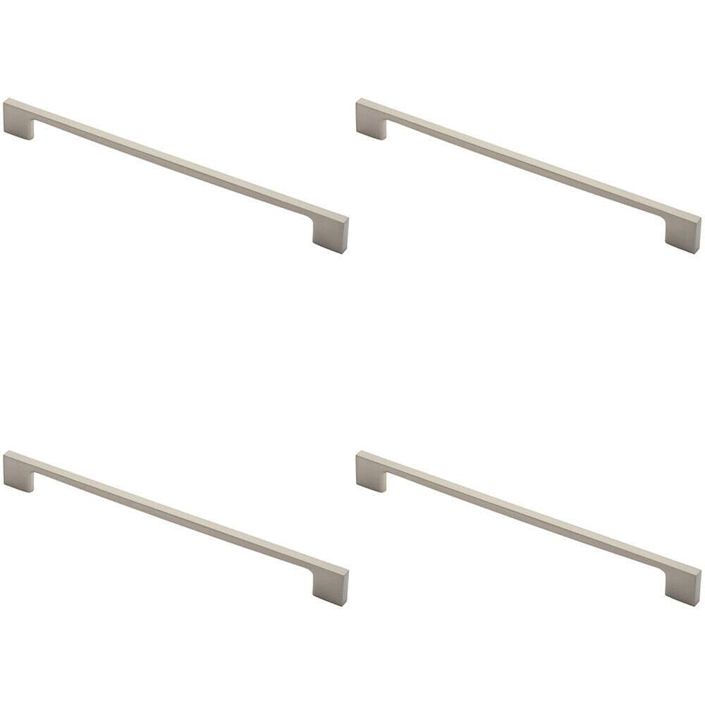4x Slim D Shape Pull Handle 290 x 9mm 256mm Fixing Centres Satin Nickel