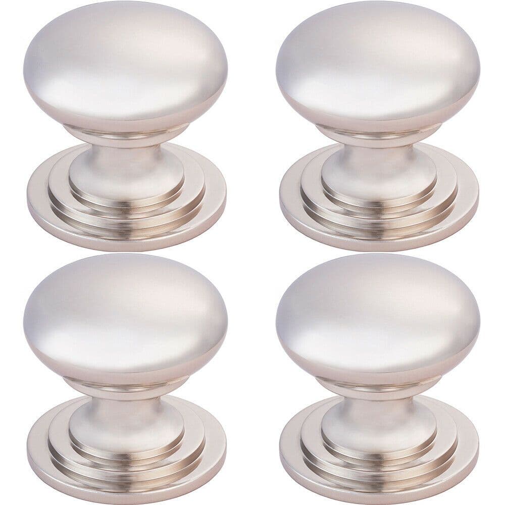 4x Victorian Round Cupboard Door Knob 38mm Dia Polished Nickel Cabinet Handle