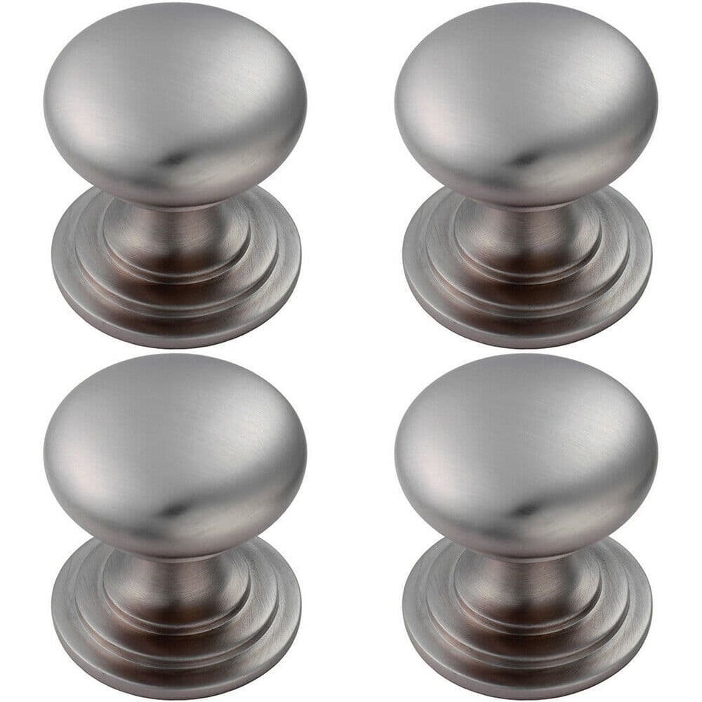4x Victorian Round Cupboard Door Knob 38mm Dia Stainless Steel Cabinet Handle