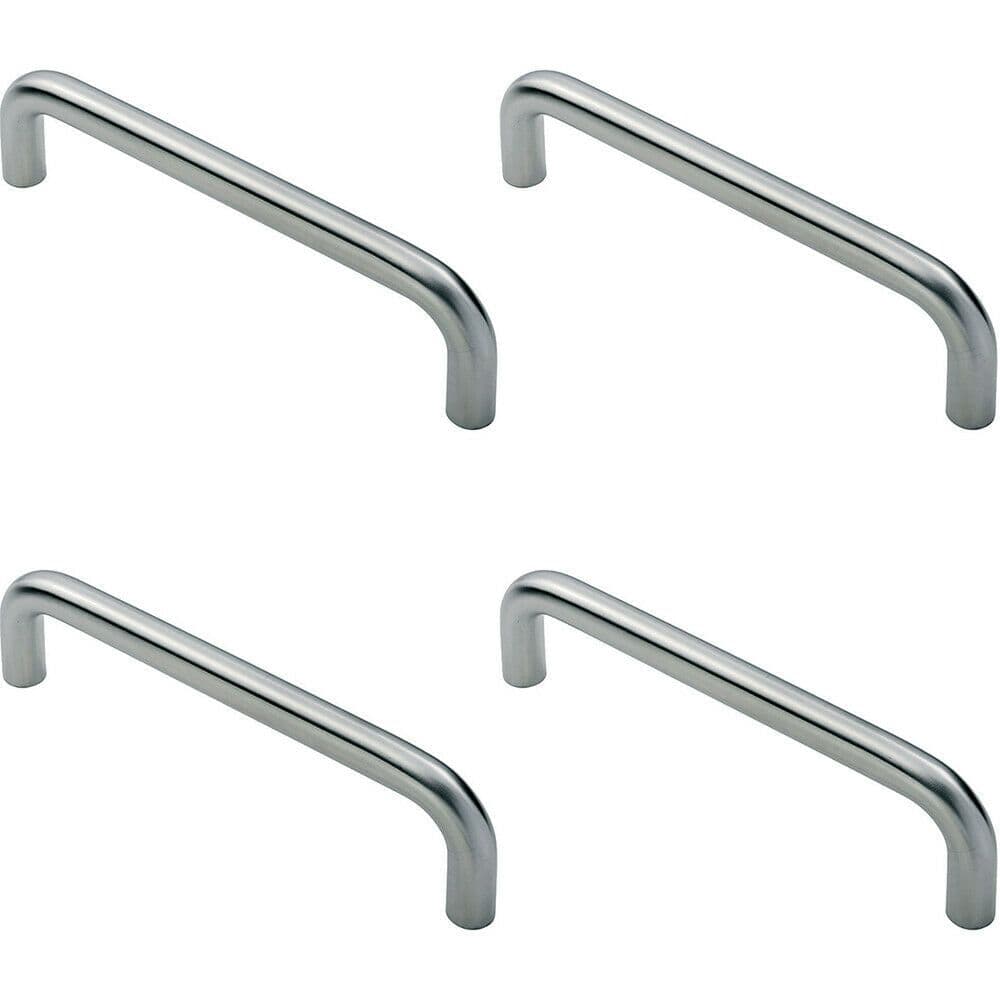 4x D Shape Cabinet Pull Handle 106 x 10mm 96mm Fixing Centres Satin Steel