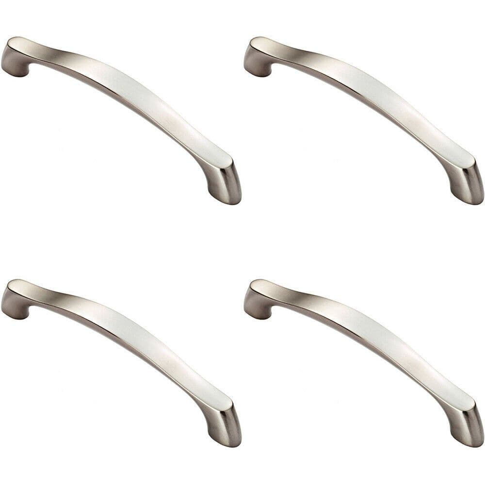 4x Chunky Arched Grip Pull Handle 194 x 17mm 160mm Fixing Centres Satin Nickel