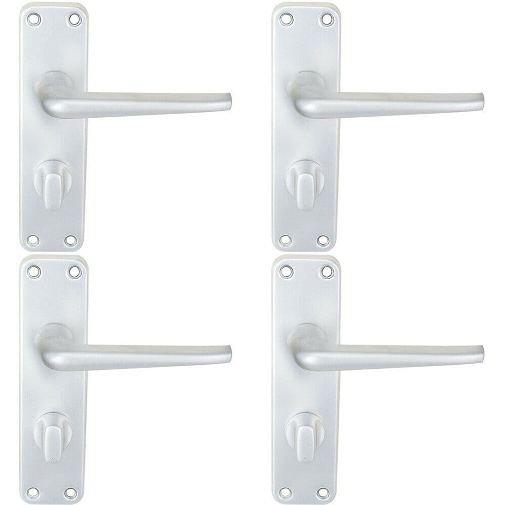 4x PAIR Straight Tapered Lever on Bathroom Blackplate 152 x 41mm Satin Aluminium