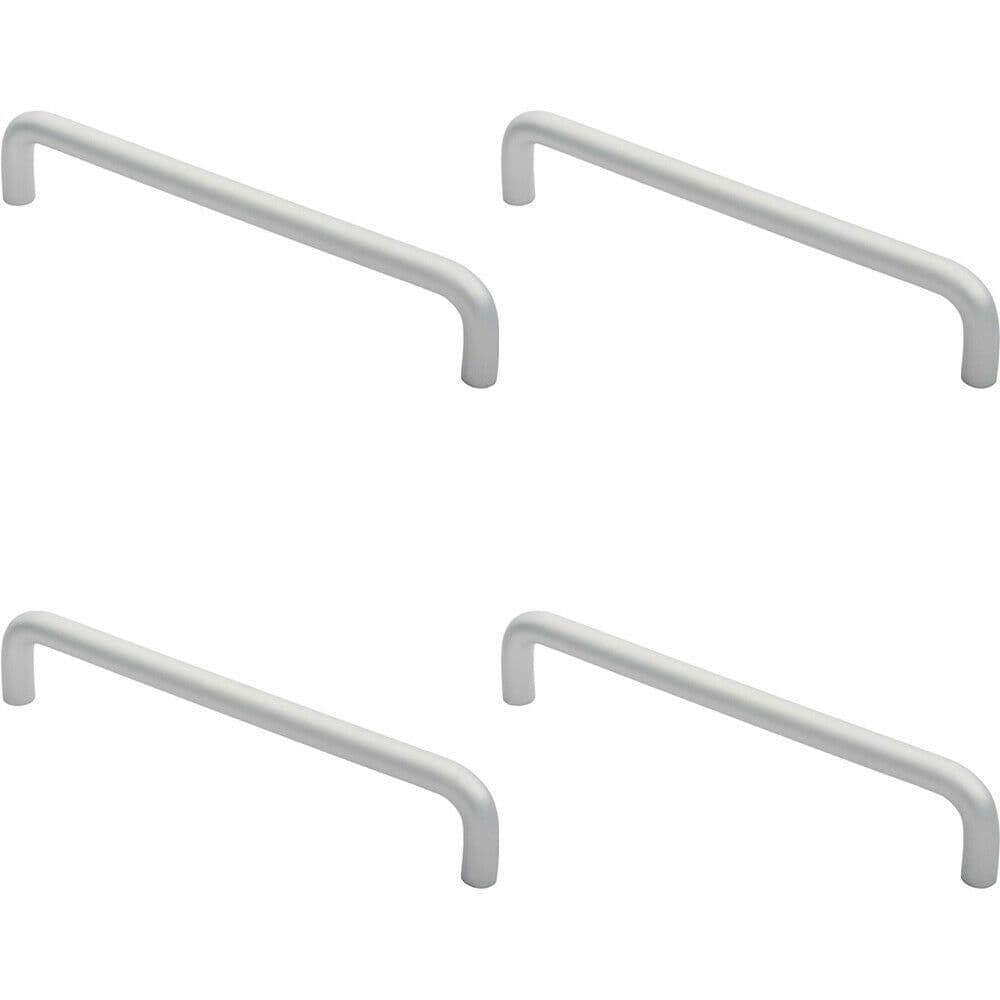 4x Rounded D Shaped Bar Handle 300 x 19mm Diameter Satin Anodised Aluminium